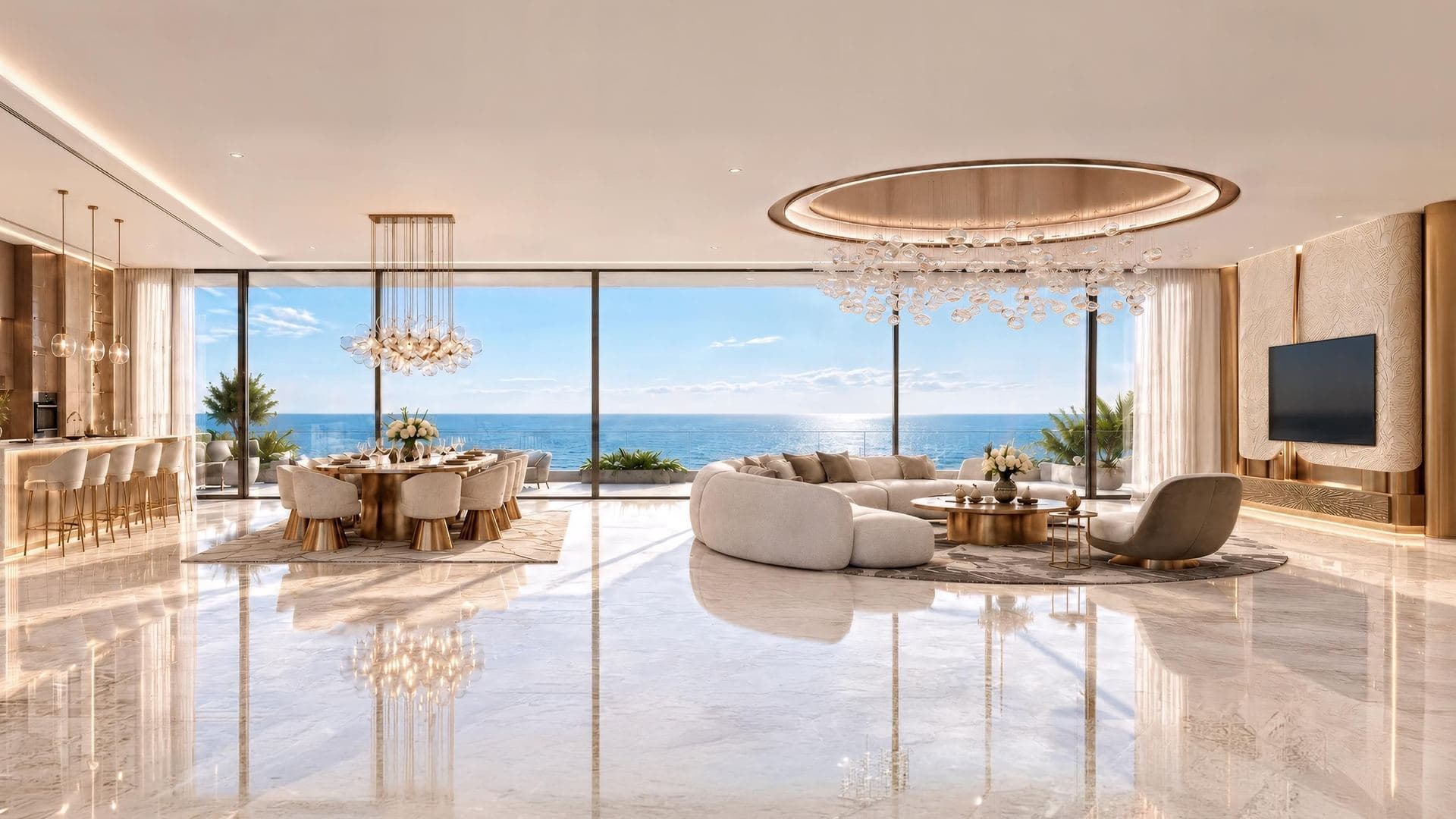 Penthouse living, designed by Gauri Khan